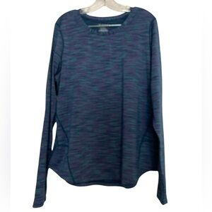 Tech Gear top sz XL, long sleeves with thumb holes. Teal & vibrant stripes.